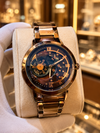 FOREST Men's Rose Gold Skeleton Analog Watch with Brown Dial