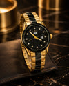 Forest Luxury Gold & Black Stainless Steel Analog Watch