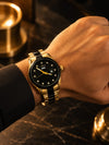 Forest Luxury Gold & Black Stainless Steel Analog Watch