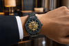FOREST Black & Gold Skeleton Luxury Men's Watch