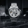 FOREST Silver Skeleton Luxury Men's Watch
